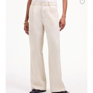Madewell Slouchy Straight Pants 12 Beige Trousers Lyocell Linen Relaxed Coastal